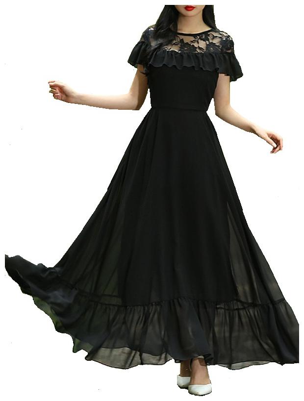

Raabta Fashion Black Solid Fit flare dress