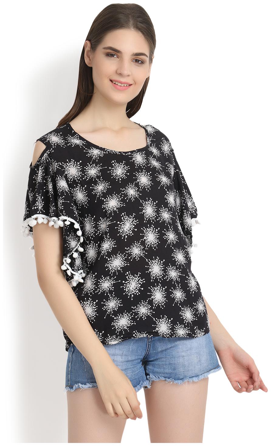 

Raabta Fashion Women Printed Regular top - Black