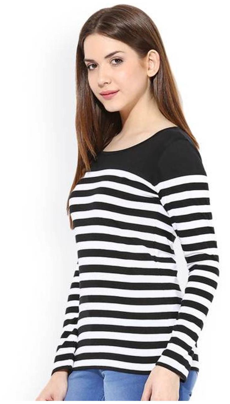 

Raabta Fashion Women Black Slim fit V neck Silk T shirt