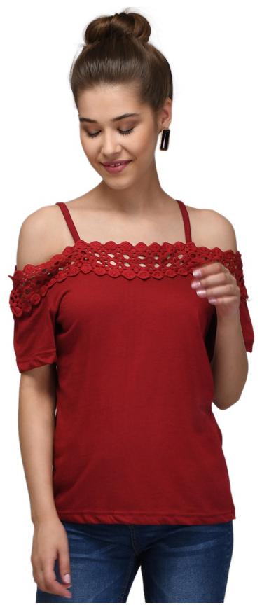 

Raabta Fashion Blended Maroon Solid Tank Top For Women
