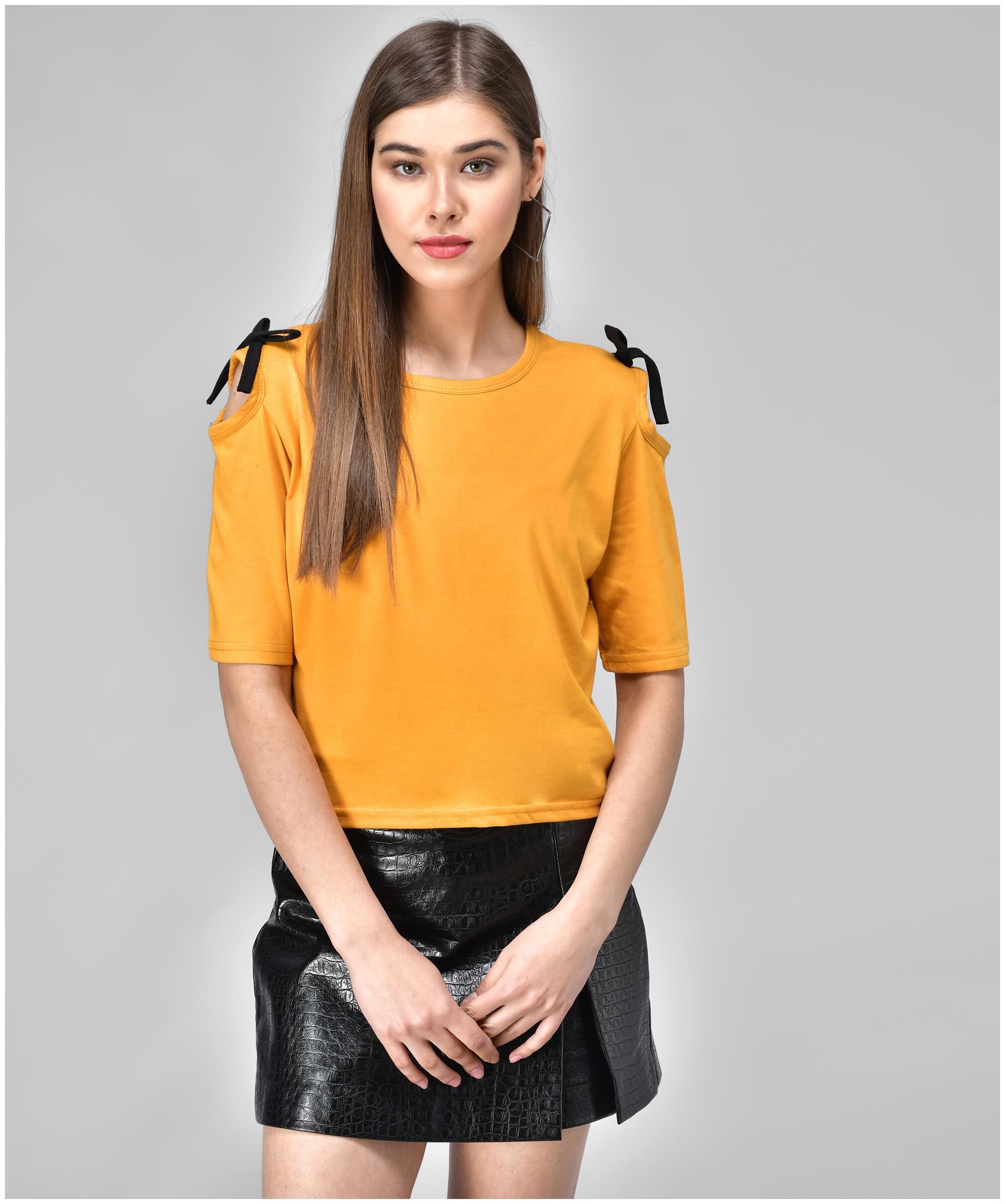 

Raabta Fashion Women Mustard Regular fit Round neck Viscose rayon Tank top