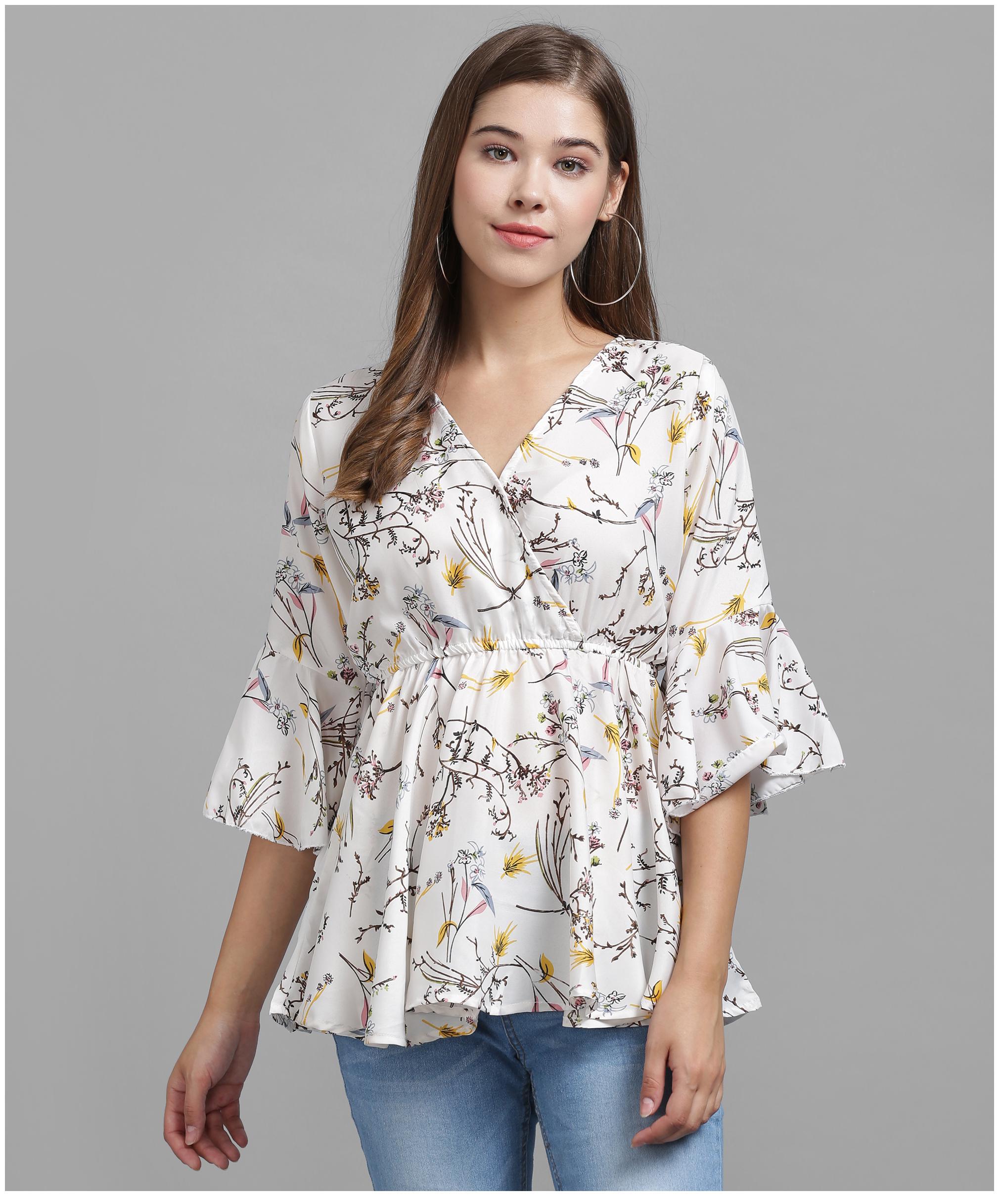 

Raabta Fashion Women Floral Regular top - White