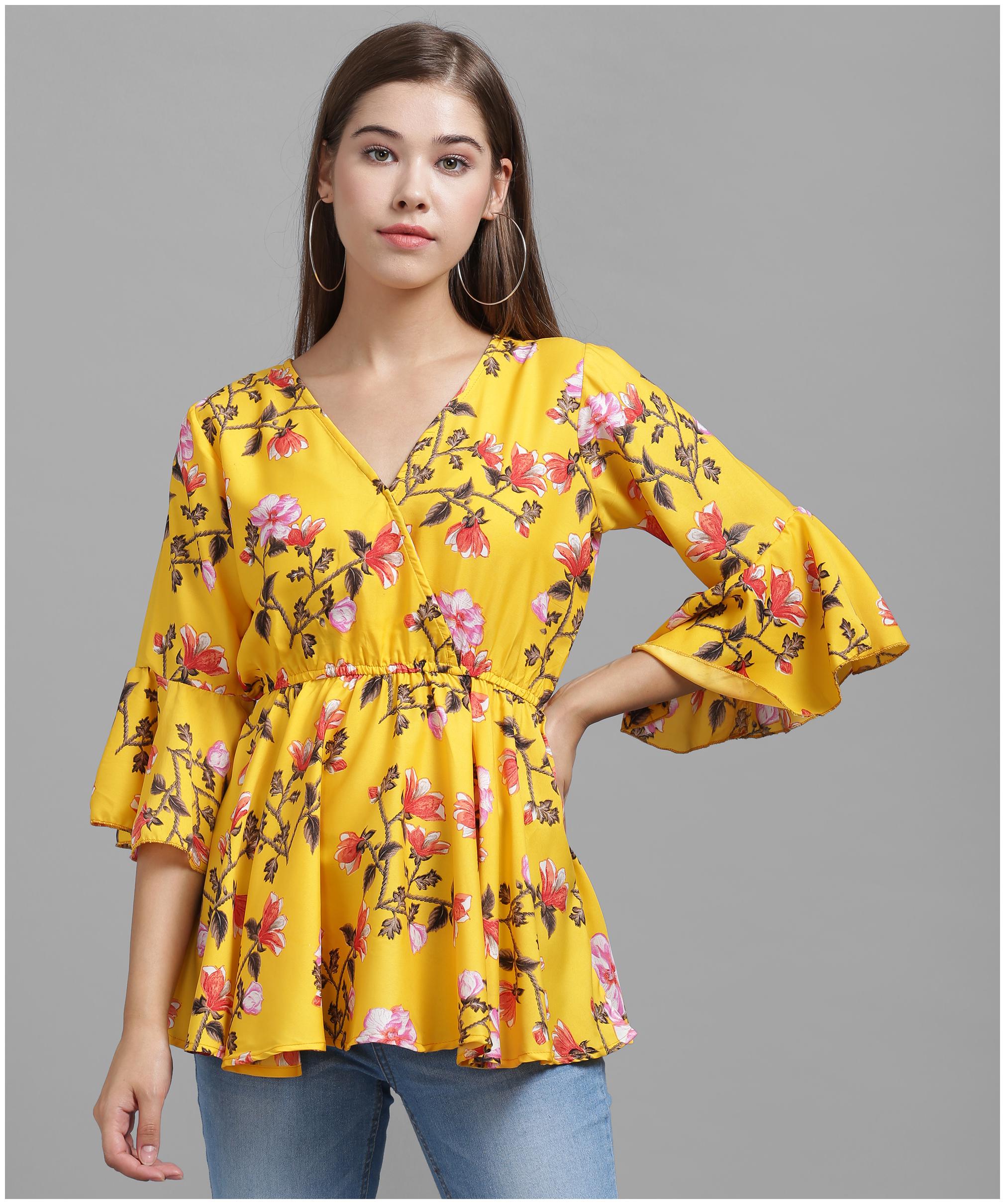 

Raabta Fashion Women Floral Regular top - Yellow