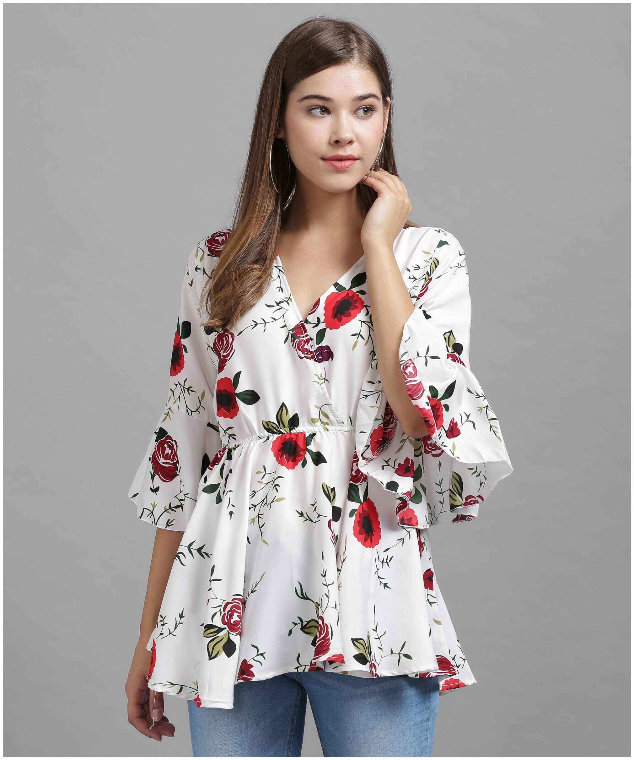 

Raabta Fashion Women Floral Regular top - White