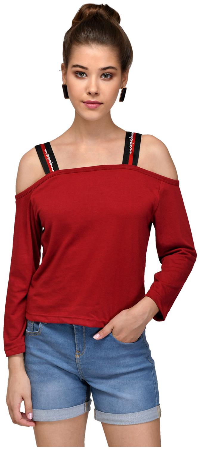

Raabta Fashion Blended Maroon Solid Tank Top For Women