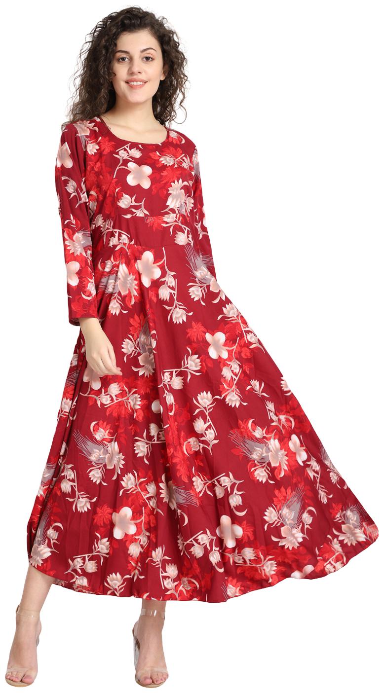 

Raabta Maroon Flower Print With Full Sleeve Kurti 0107