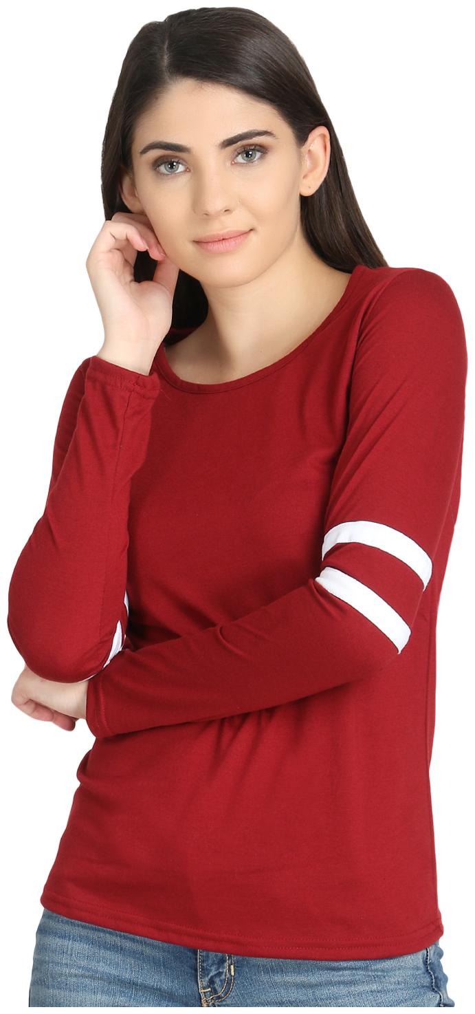 

Raabta Fashion Women Maroon Regular fit Round neck Viscose rayon T shirt