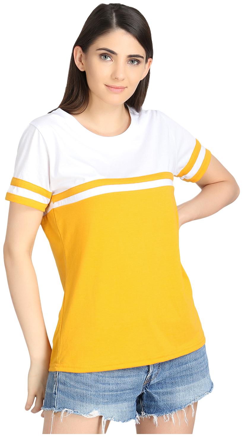 

Raabta Fashion Women Mustard Regular fit Round neck Viscose rayon T shirt