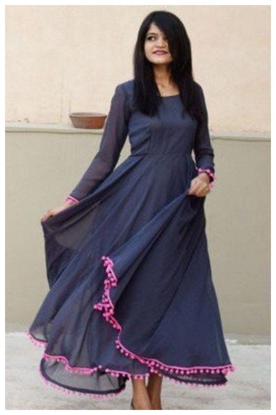 

Raabta Fashion Blue Solid A-line dress Maxi dress