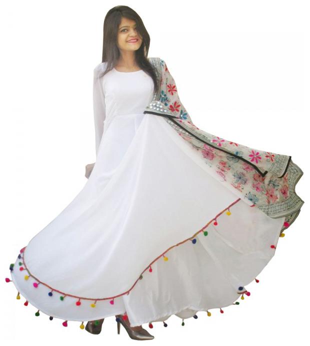 

Raabta Fashion White Solid Fit flare dress