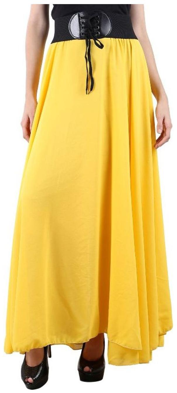 

Raabta Fashion Solid Flared skirt Maxi Skirt - Yellow