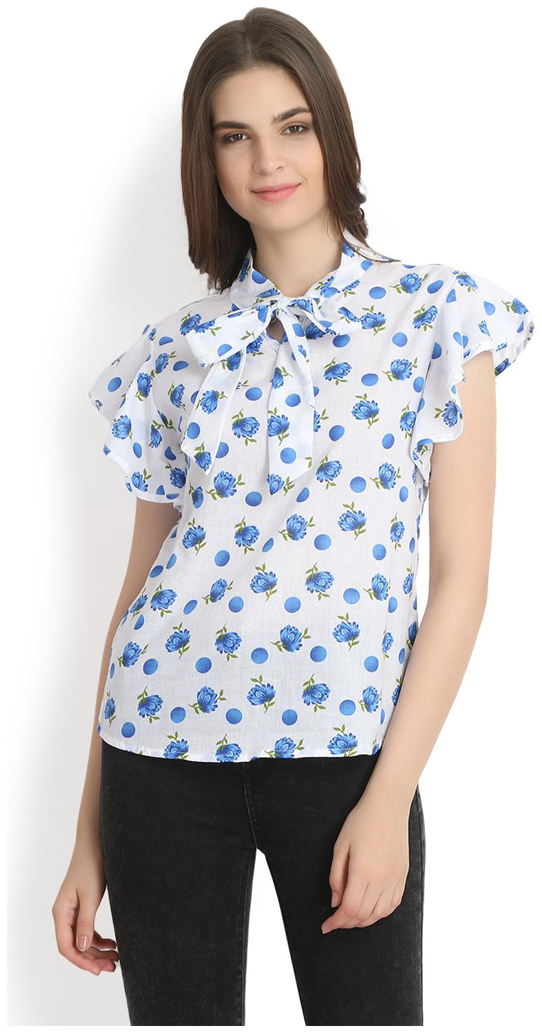 

Raabtab White With Blue Lily Print 11051