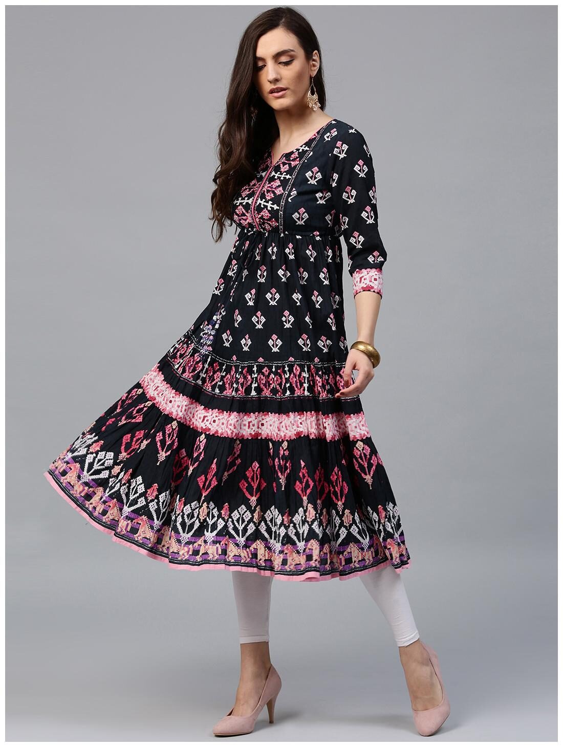 

RAIN and RAINBOW Women Multi Printed Anarkali Kurta