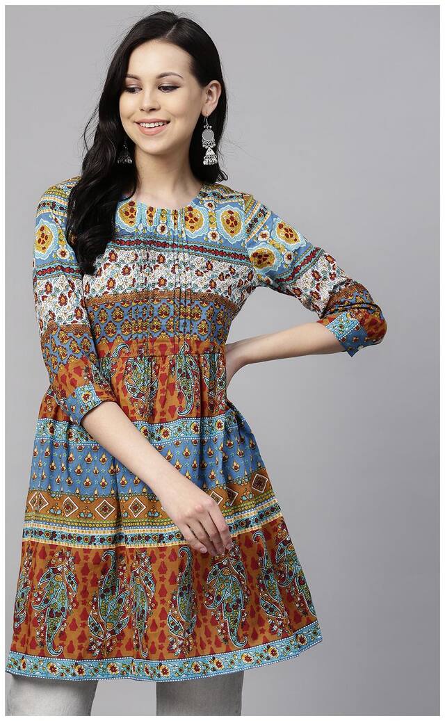 RAIN and RAINBOW Women Multi Ethnic Motifs Layered Kurti