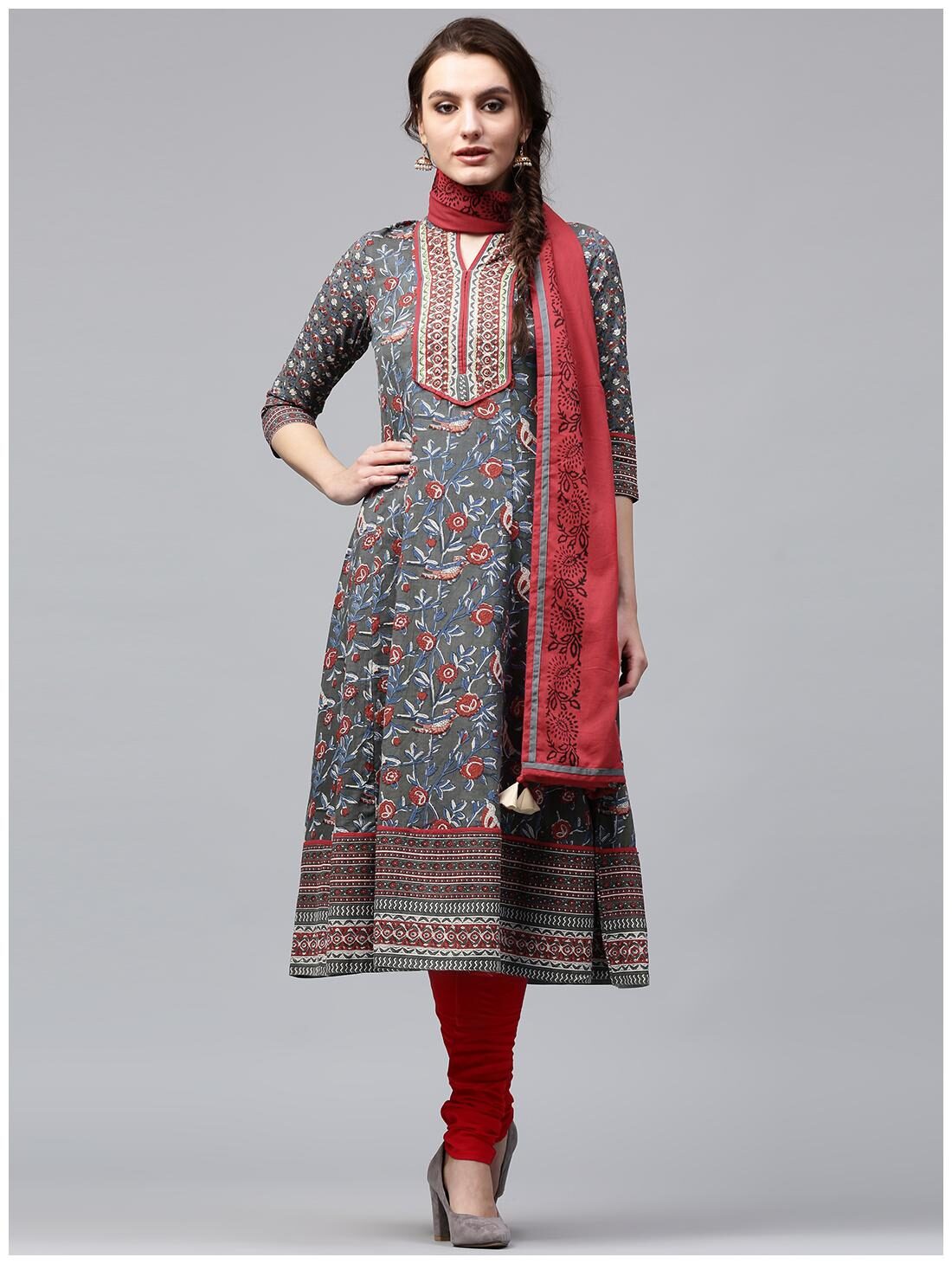 

Rain and Rainbow Grey Kurta Set