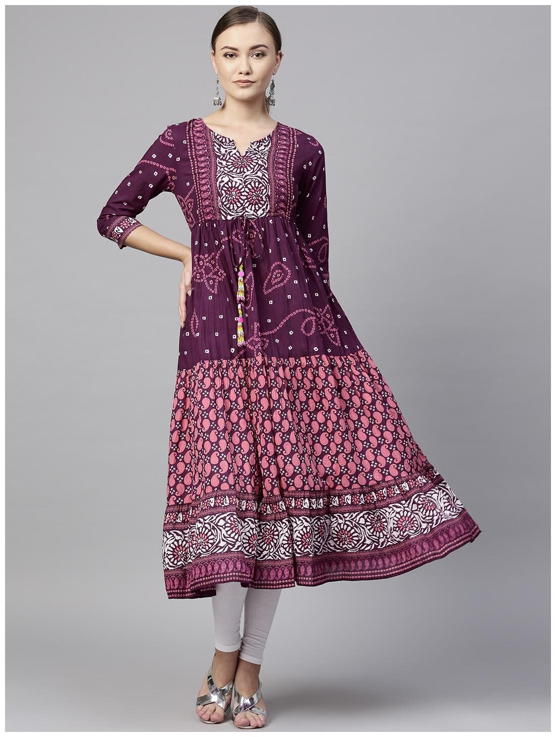 

RAIN and RAINBOW Women Purple Ethnic Motifs Straight Kurta