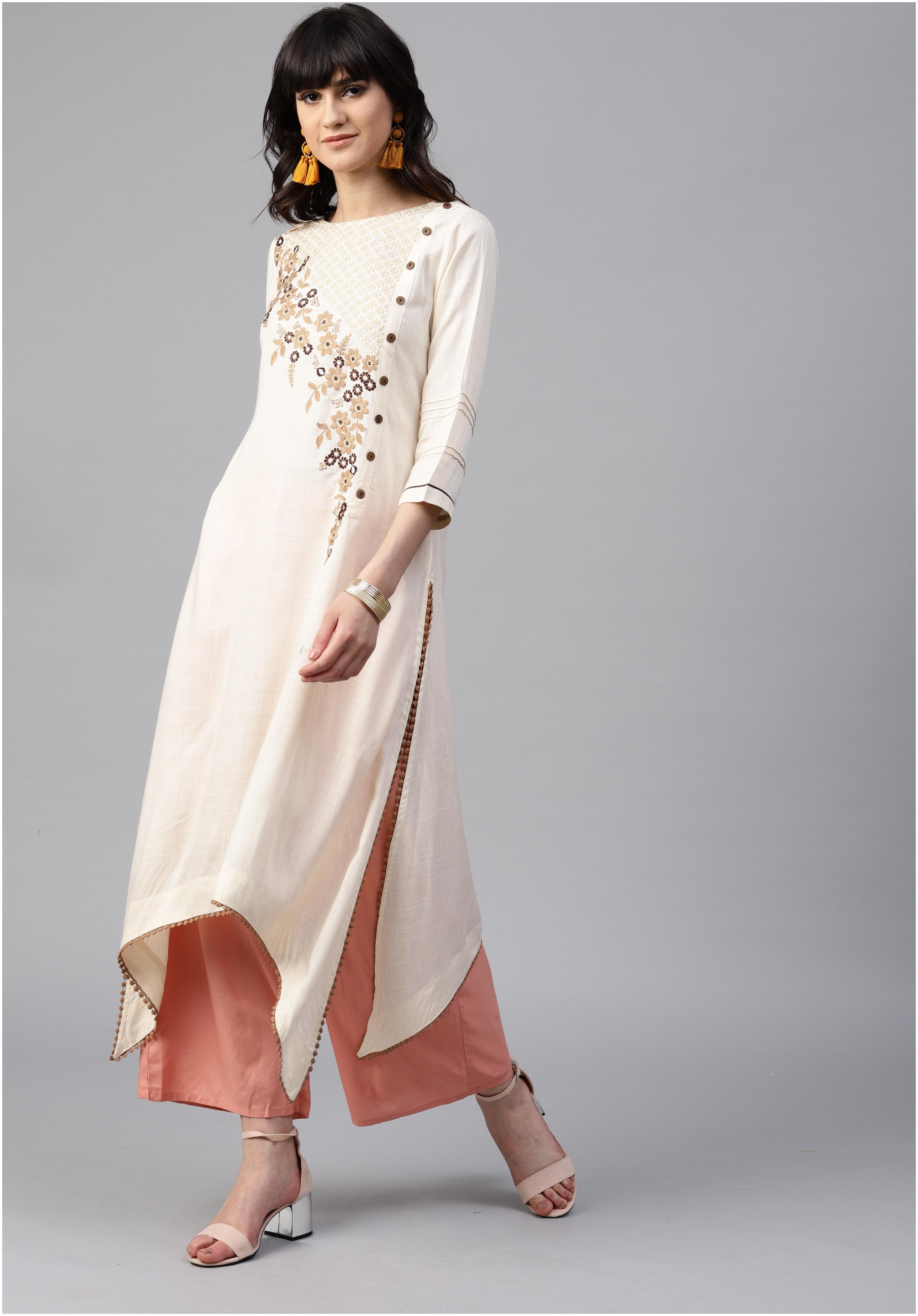 

Rain and Rainbow Off White Viscose Rayon Kurta