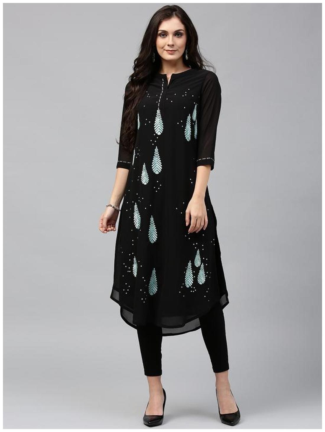 

Rain and Rainbow Black Kurta