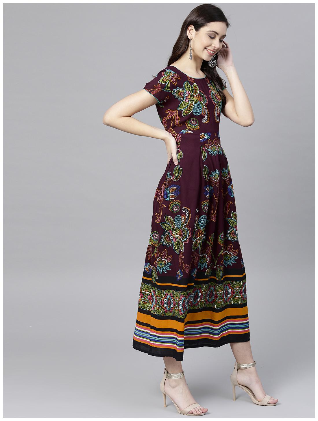 

Rain and RainbowWomen Multi Printed Maxi Dress
