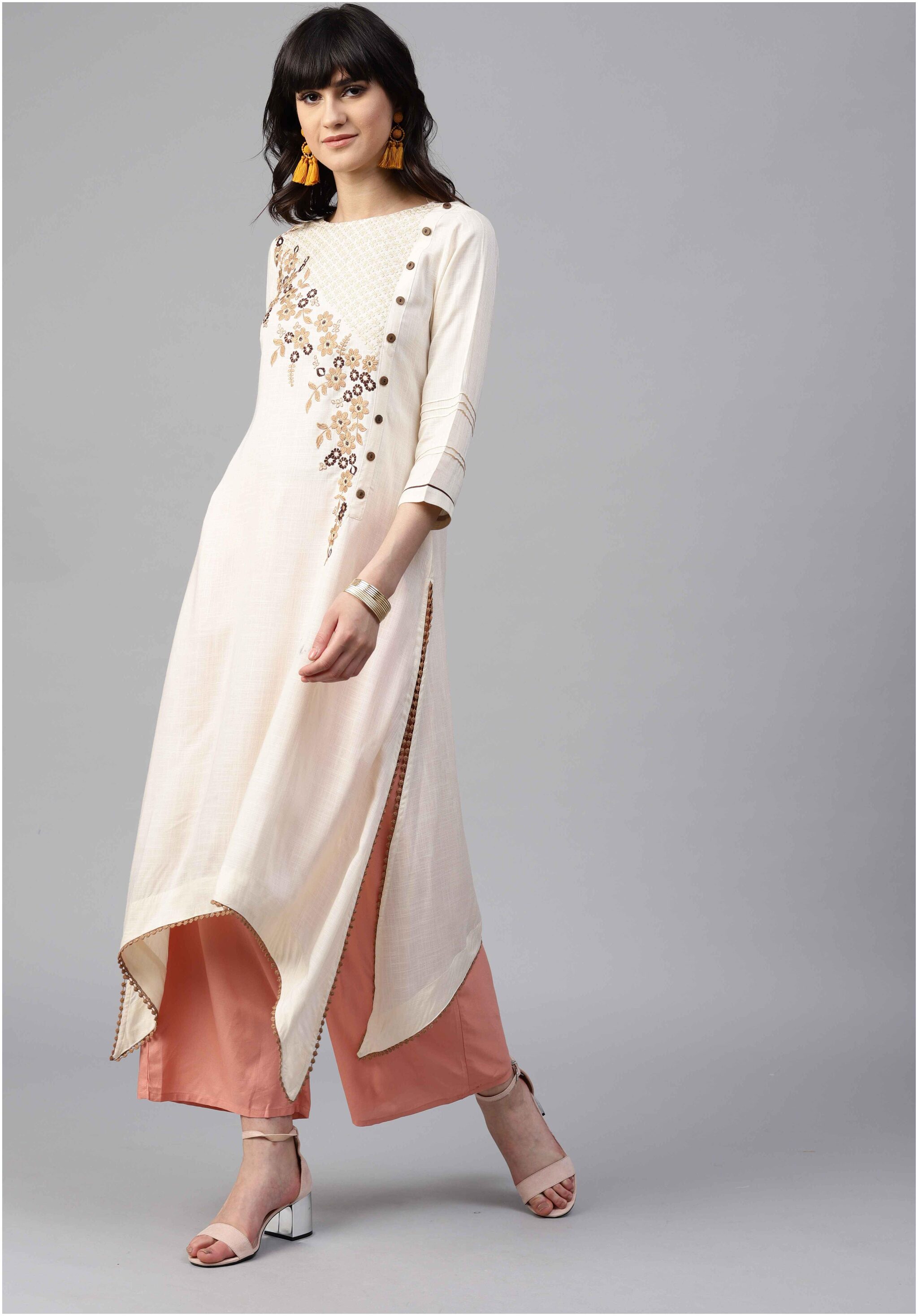 

Rain and Rainbow Off White Viscose Rayon Kurta