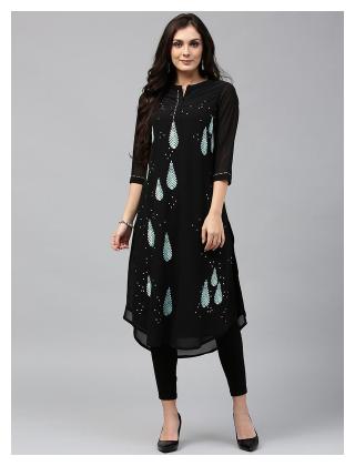 

Rain and Rainbow Black Kurta