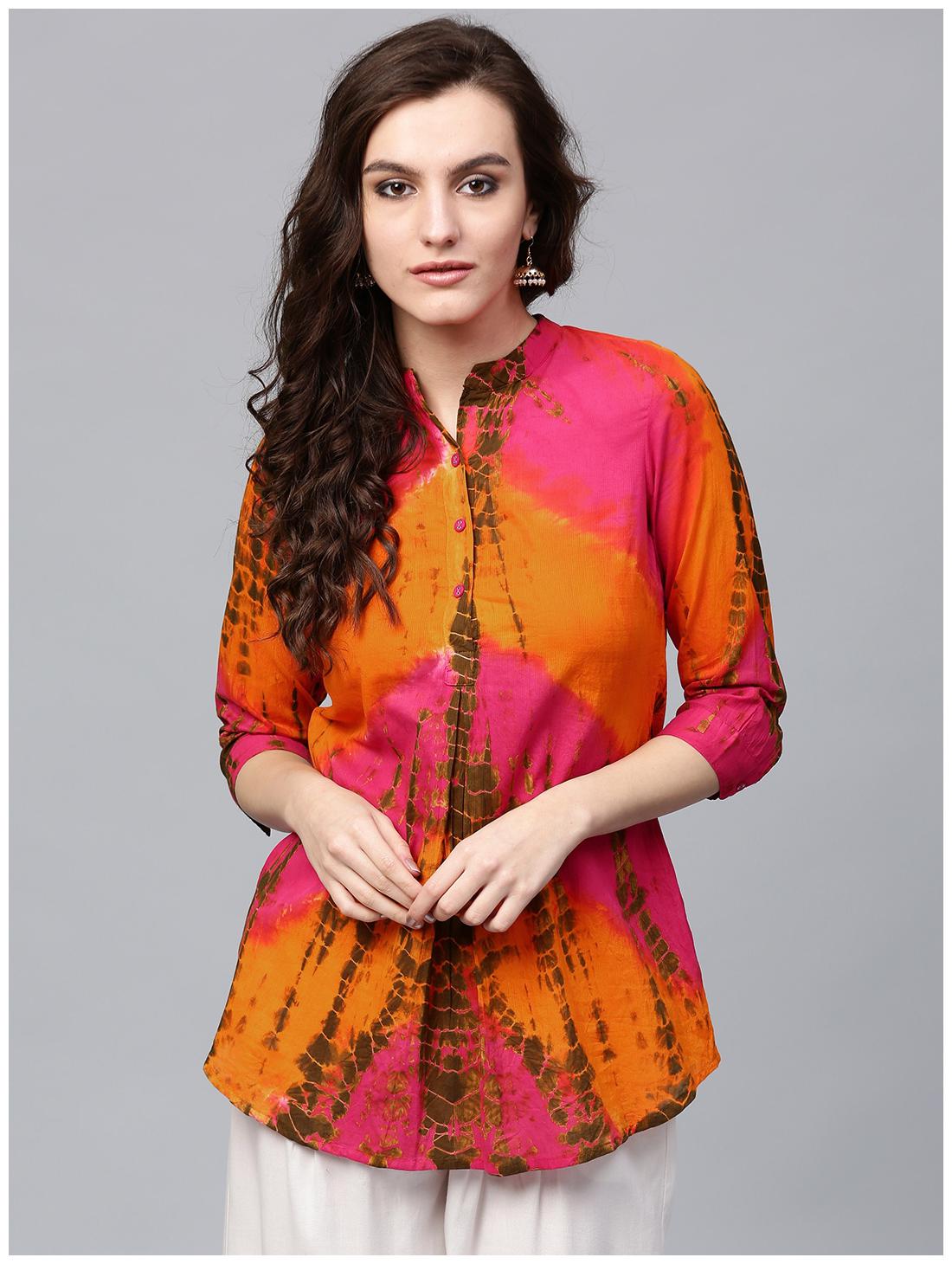 

Rain and Rainbow Orange Kurta