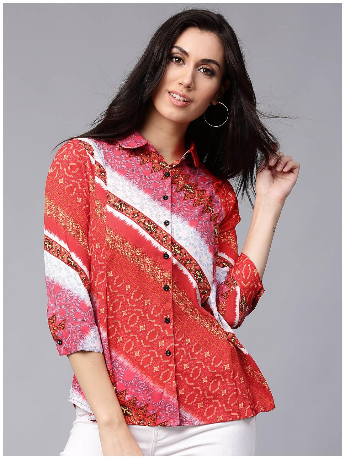 

RAIN and RAINBOW Women Multi Printed Regular Fit Shirt