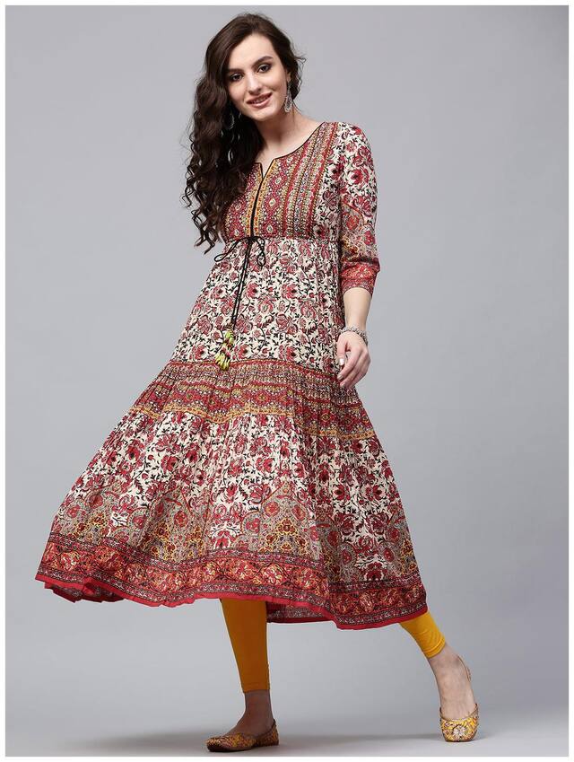 RAIN and RAINBOW Women Multi Printed Anarkali Kurta