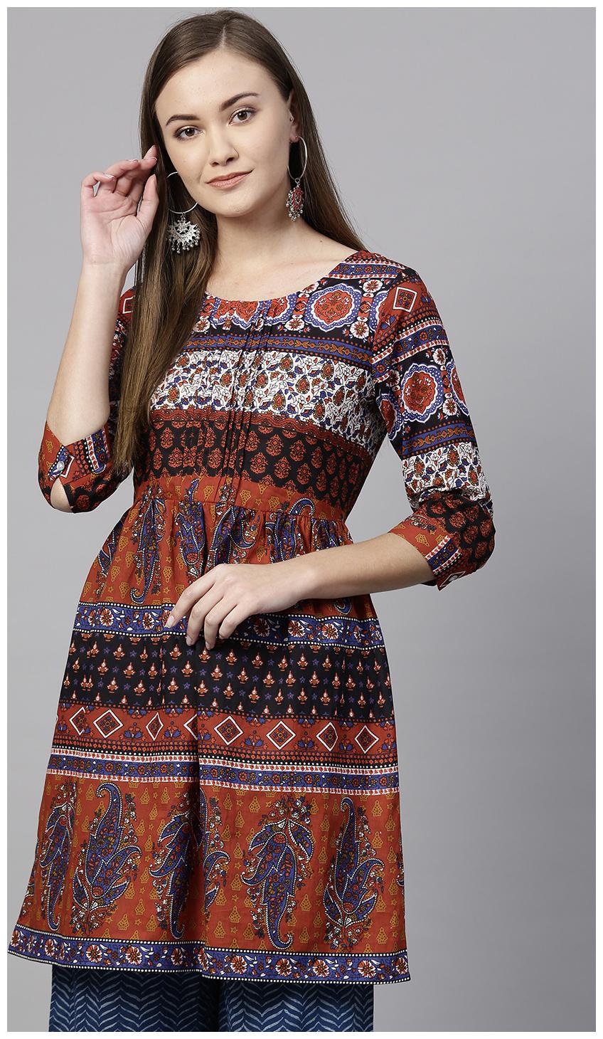 

RAIN and RAINBOW Women Red Ethnic Motifs Regular Kurta