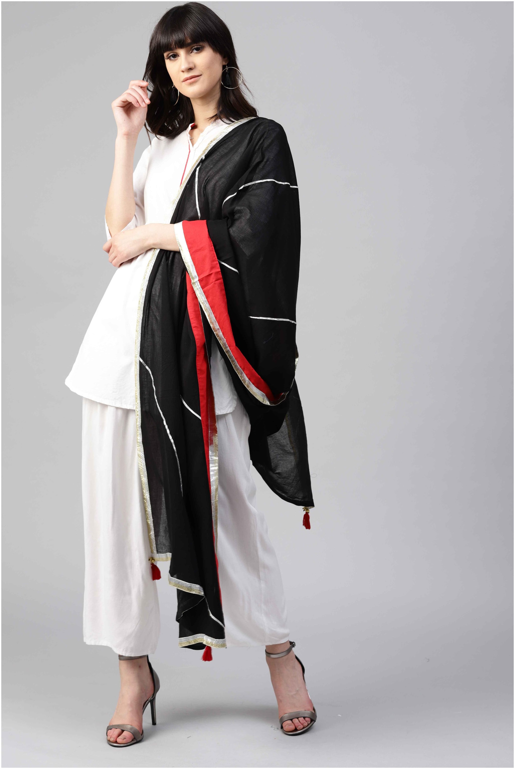 

Rain and Rainbow black Pure Cotton Dupatta