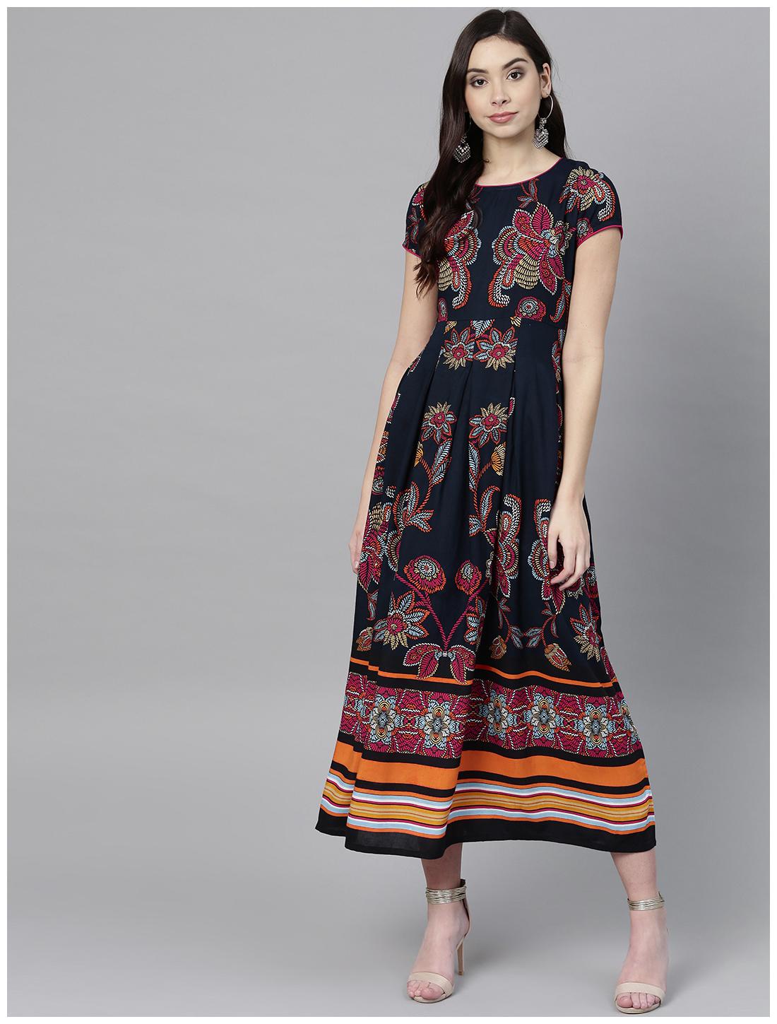 

Rain and RainbowWomen Multi Printed Maxi Dress