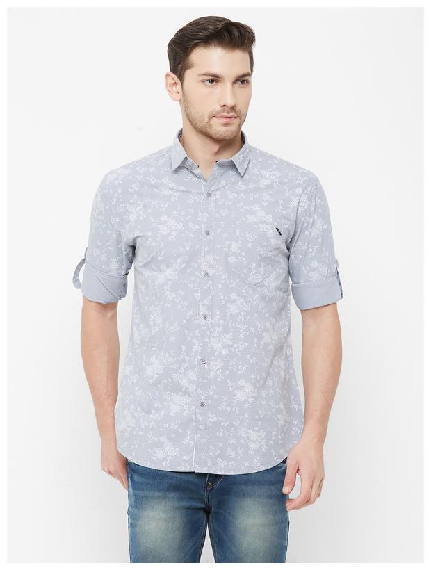 

RAIN Men Grey Floral Slim Fit Casual Shirt