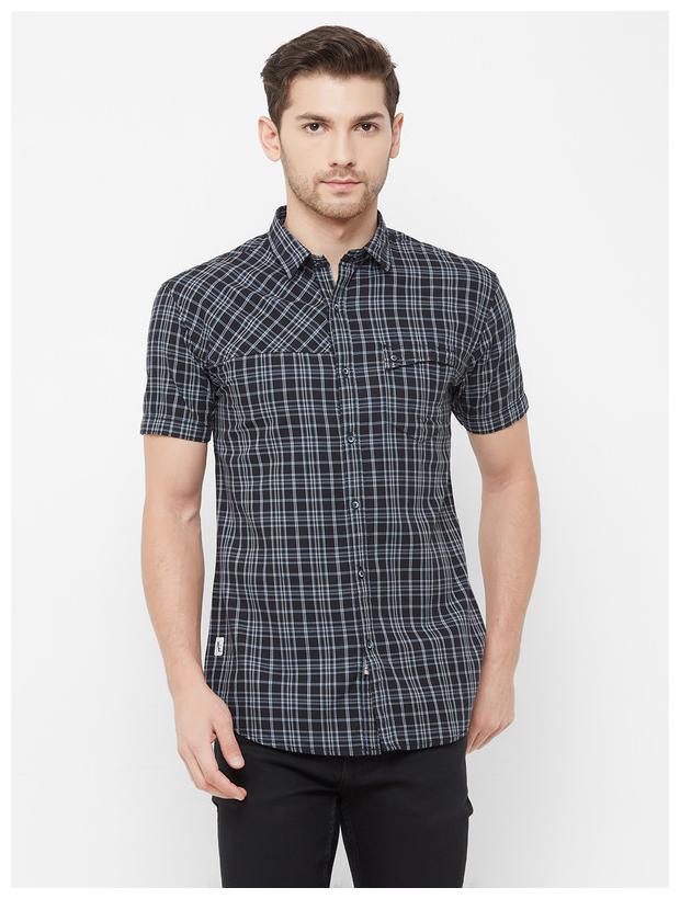 

RAIN Men Green Checked Slim Fit Casual Shirt