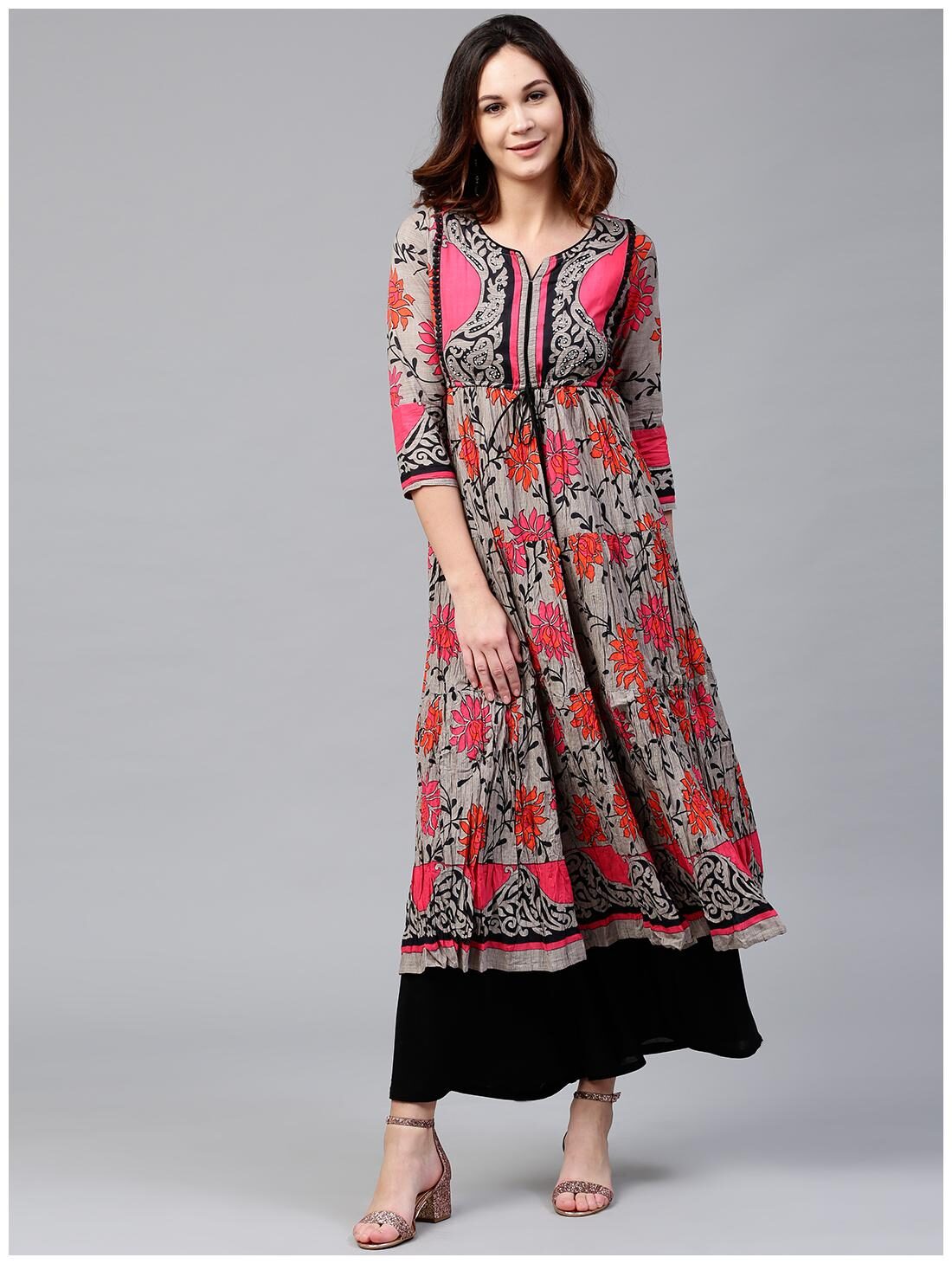 

Rain and Rainbow Grey Women Kurta