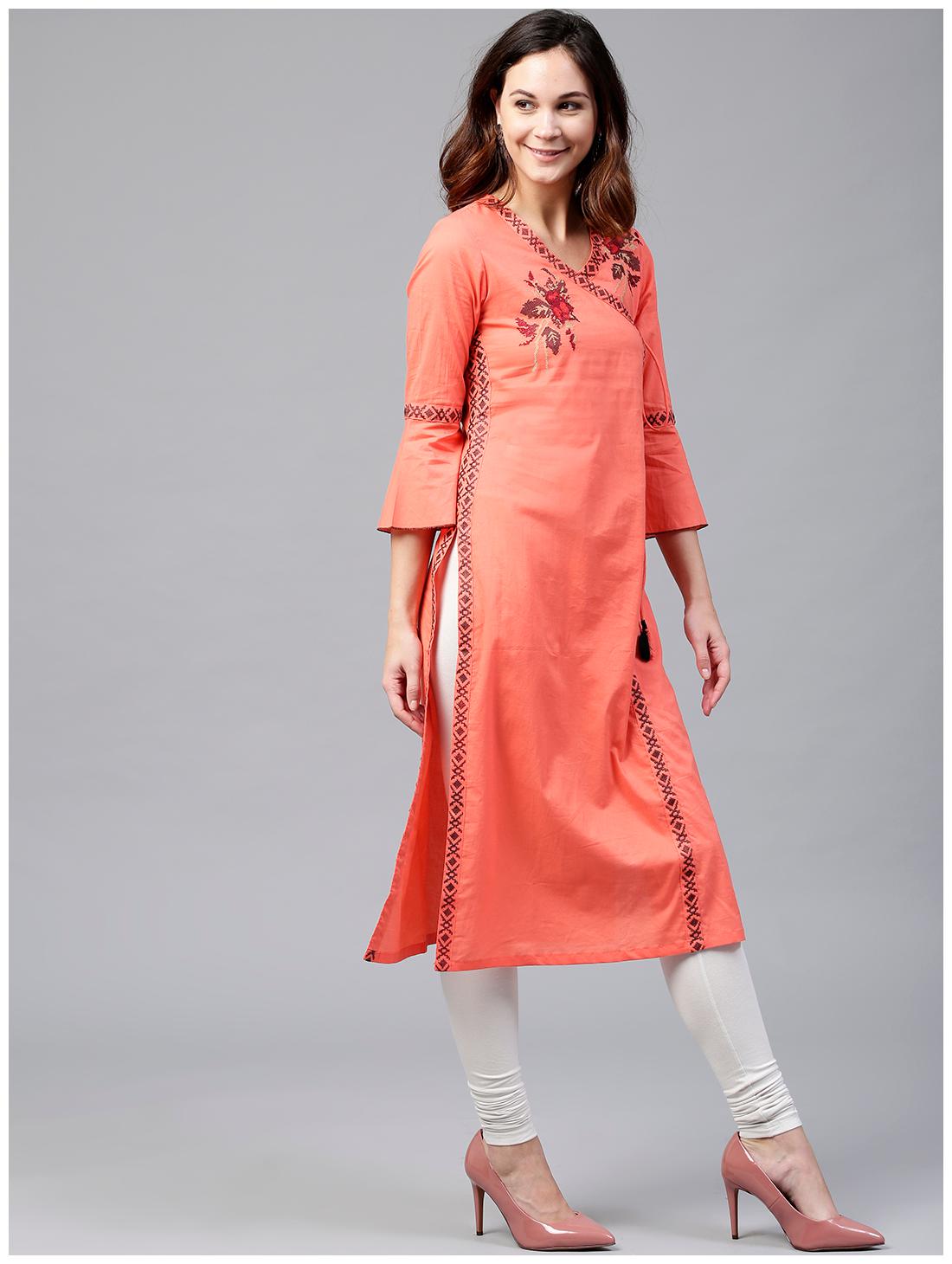 

RAIN and RAINBOW Women Red Printed Straight Kurta