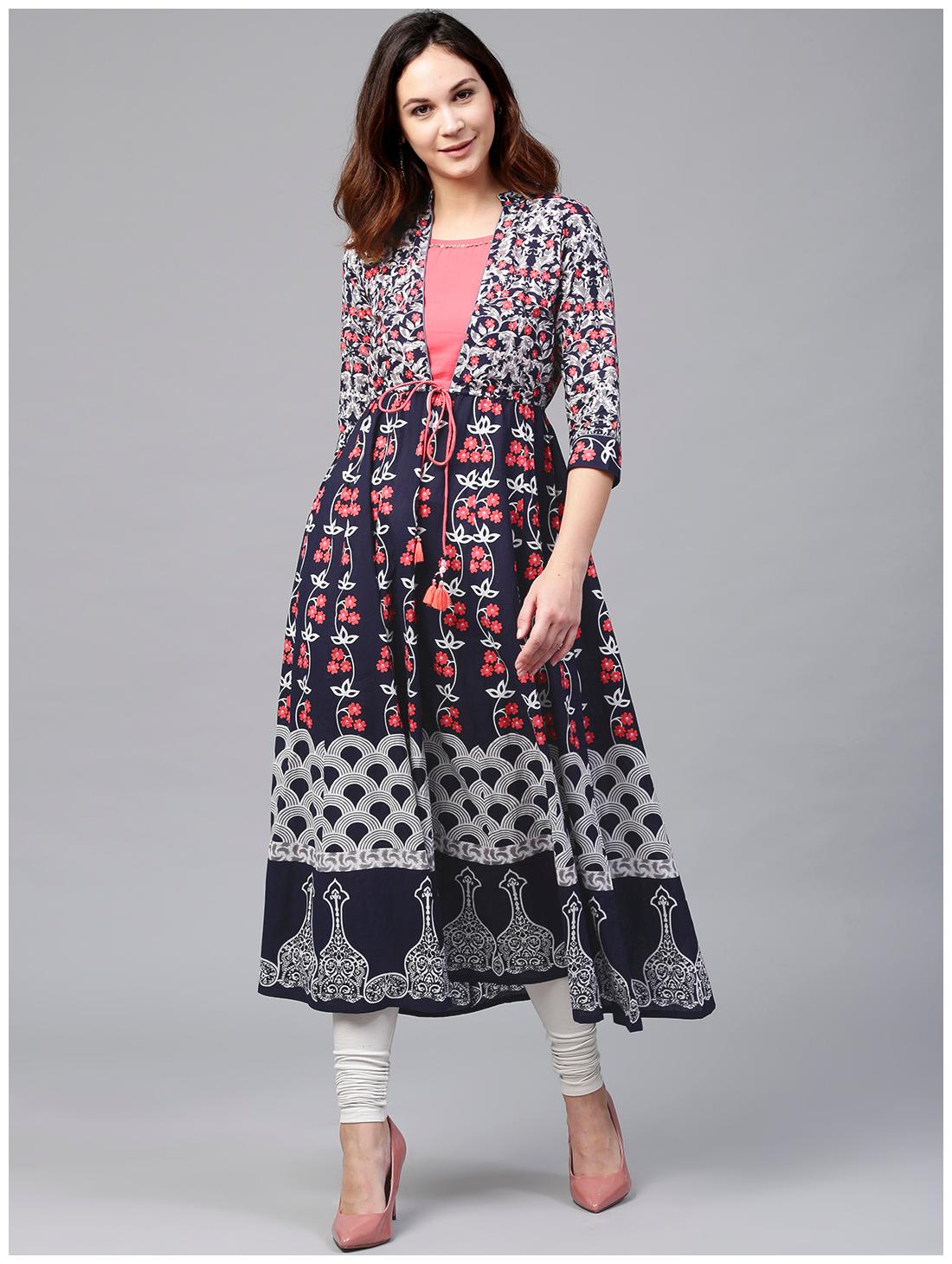 

Rain and Rainbow Navy Blue Women Kurta