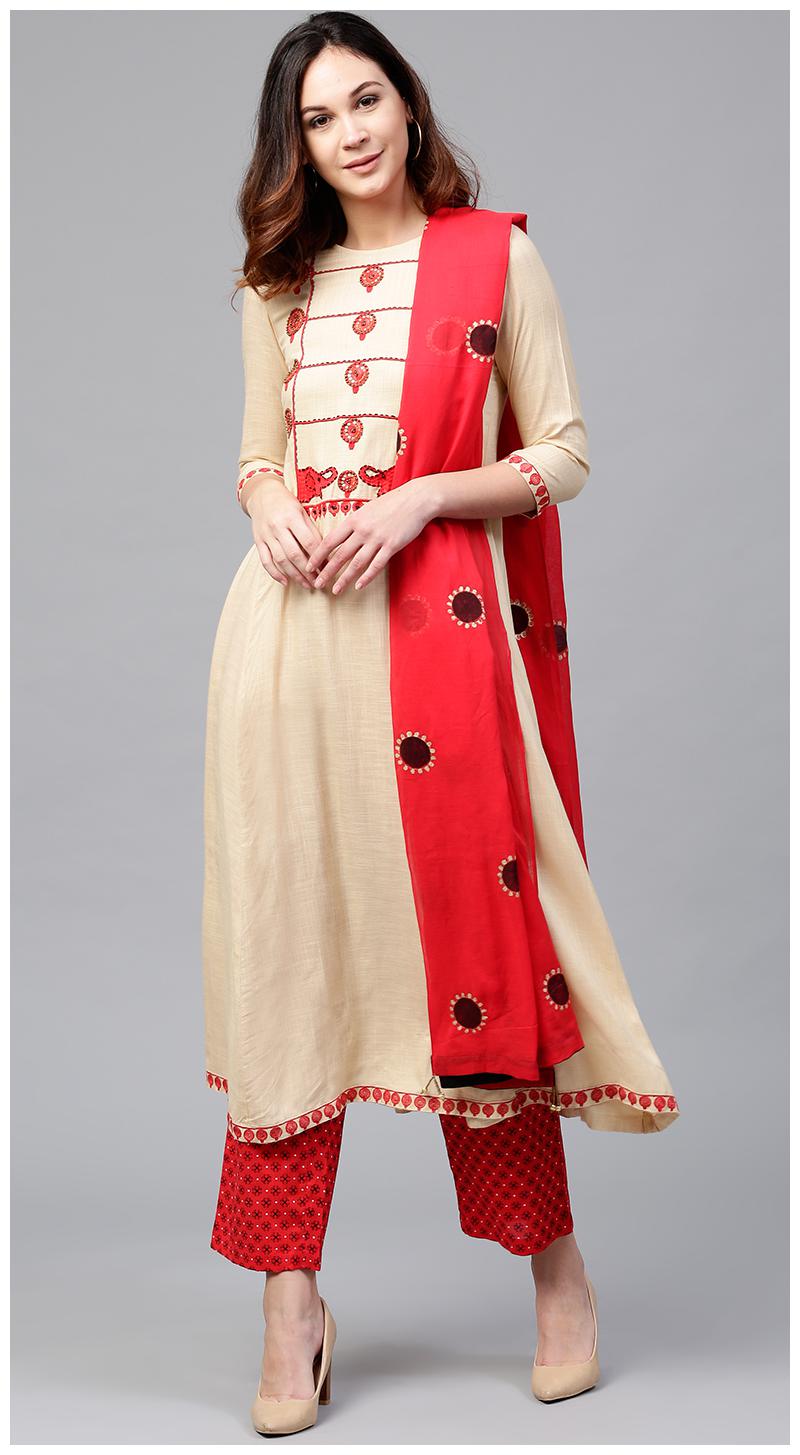 

Rain Rainbow Beige Women Kurta set