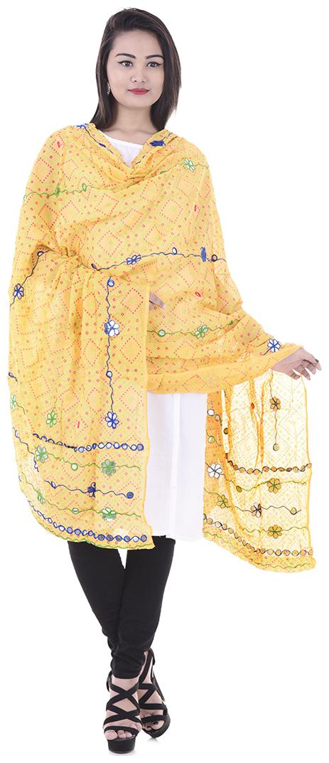 

Rajasthani Ari Work Embroidery dupatta with Mirror Work