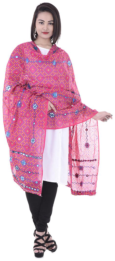 

Rajasthani Ari Work Embroidery dupatta with Mirror Work