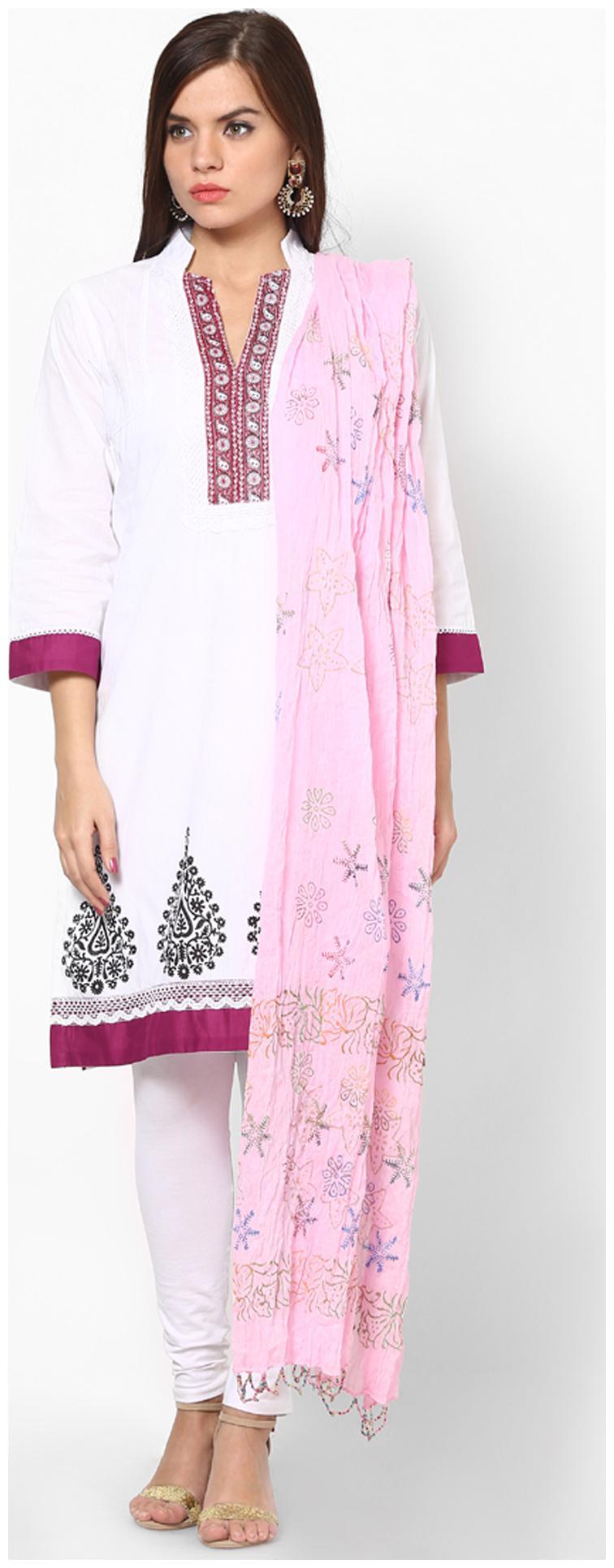 

Rajasthani Sarees Pink Cotton Dupatta