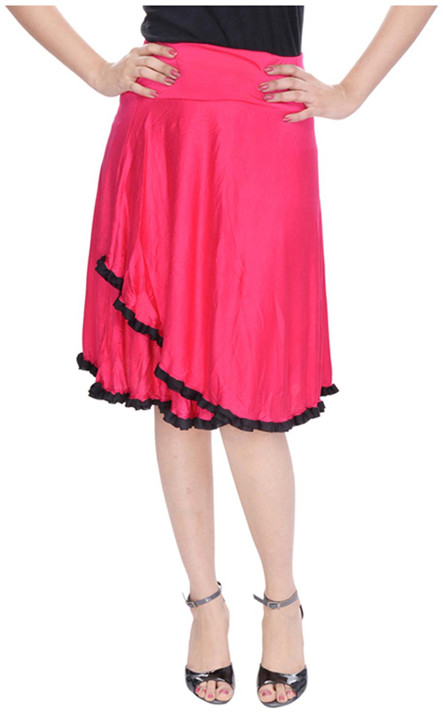 

JABAMA Solid Mini Skirt - Pink