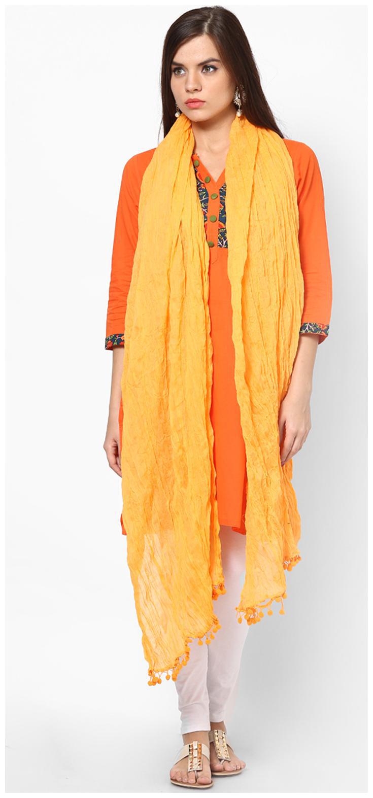 

Rajasthani Sarees Yellow Cotton Dupatta