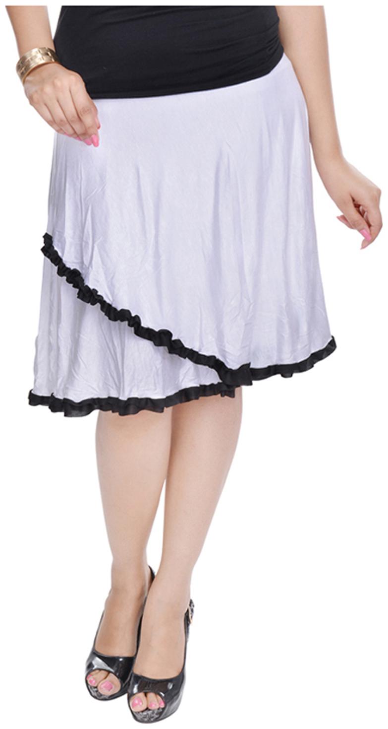 

Rajasthani Sarees Solid Midi Skirt - White