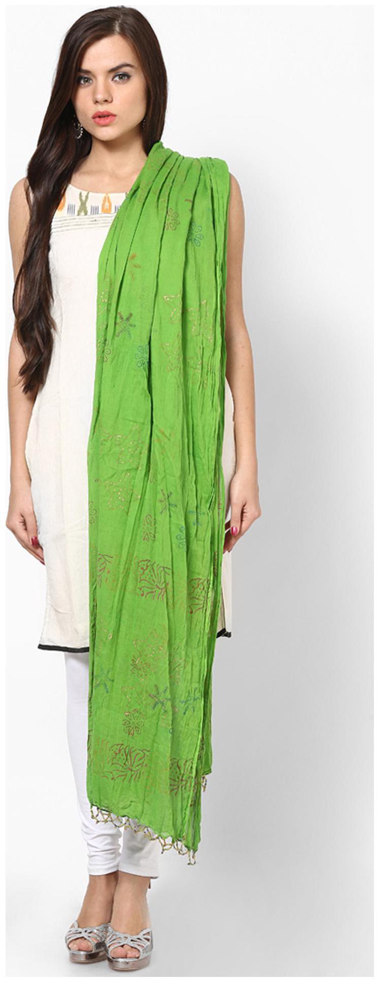 

Rajasthani Sarees Green Cotton Dupatta