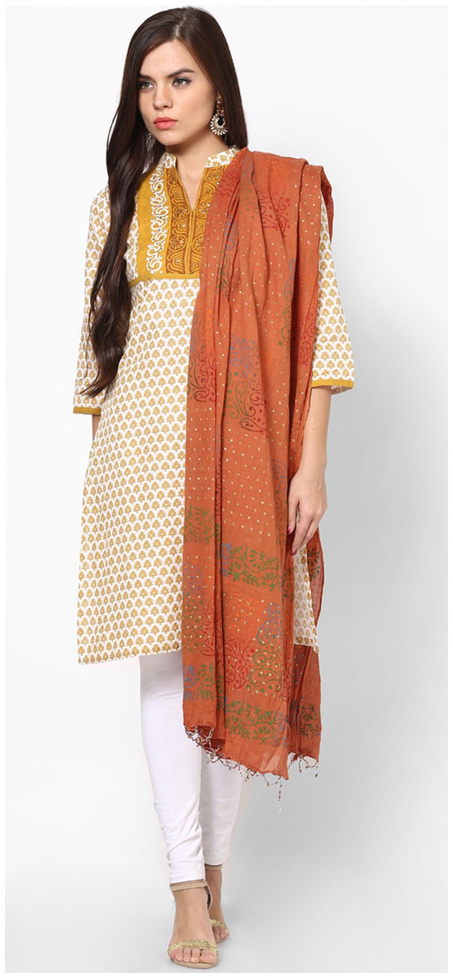 

Rajasthani Sarees Orange Cotton Dupatta