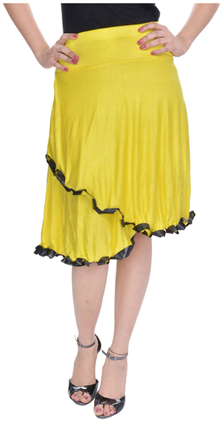 

Rajasthani Sarees Solid Midi Skirt - Yellow
