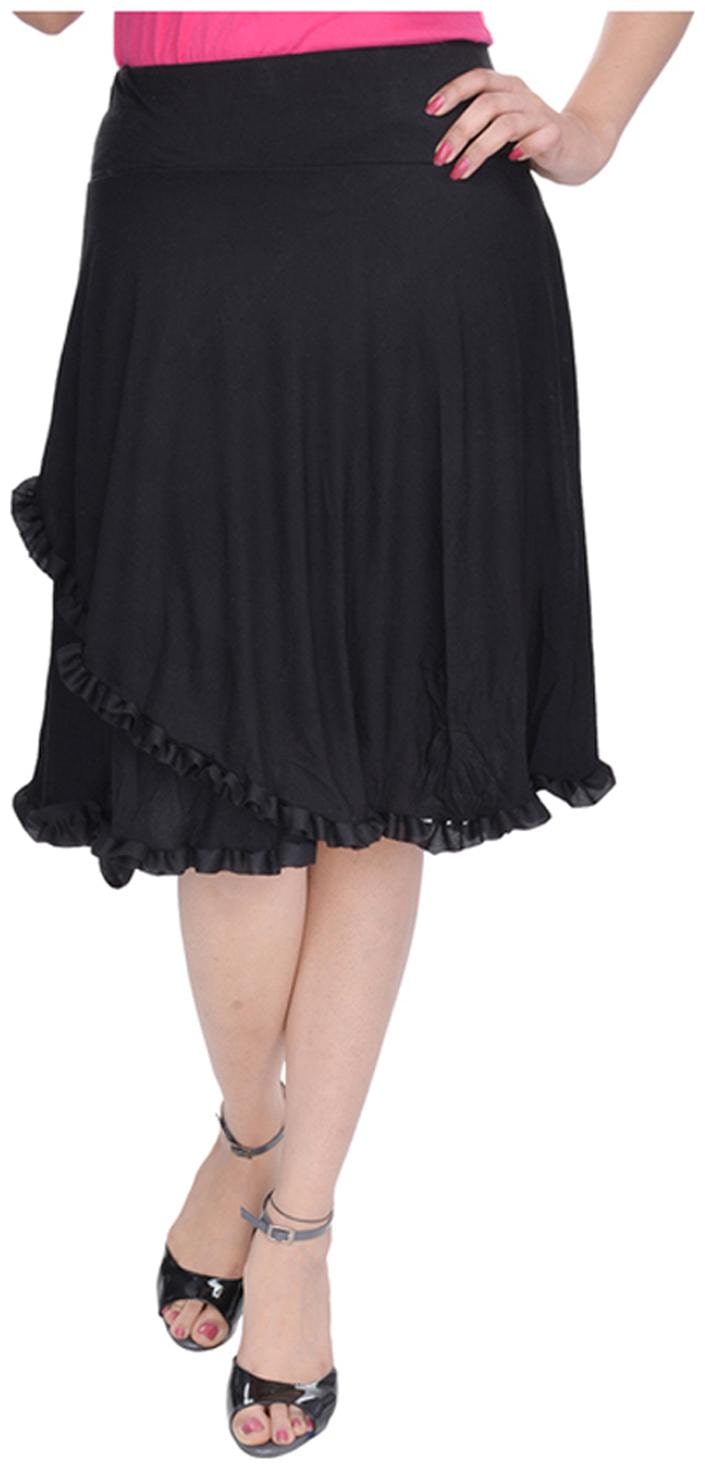 

Rajasthani Sarees Solid Midi Skirt - Black