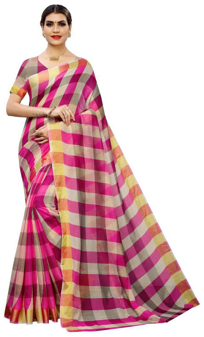 

Rajeshwar Fashion Women s Pink Chanderi Cotton Saree With Blouse Party wear Festival wear Latest Fashion Designer Saree Special New collection sarees 2020 Saree For Women