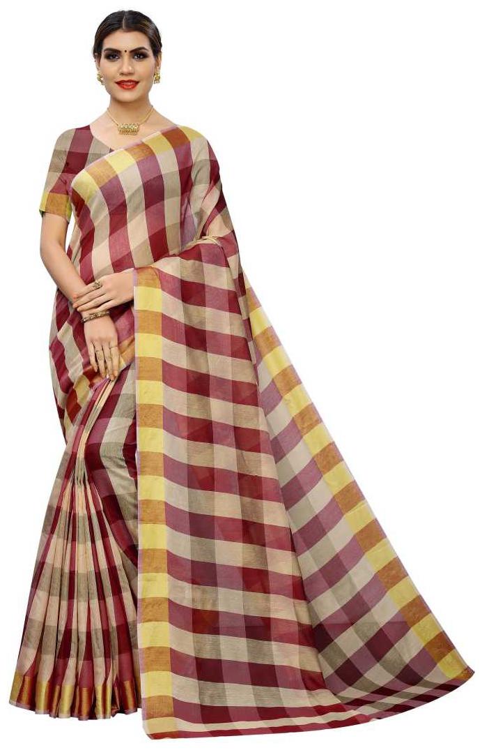 

Rajeshwar Fashion Women s Maroon Chanderi Cotton Saree With Blouse Party wear Festival wear Latest Fashion Designer Saree Special New collection sarees 2020 Saree For Women