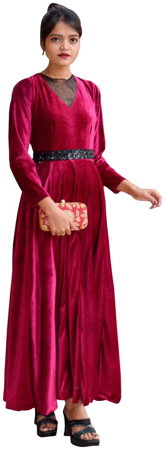 

Rajkumari dress up like a princess Pink Solid Fit flare dress